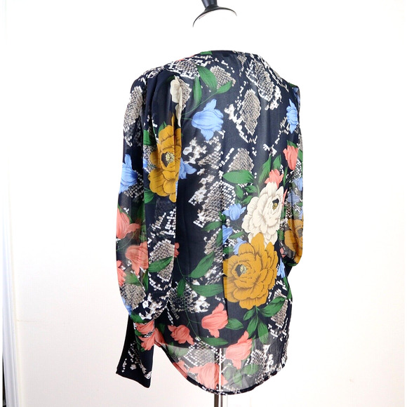 Cabi Size M Snake Charmer Blouse Semi Sheer Black Multi 3762 - Picture 4 of 12